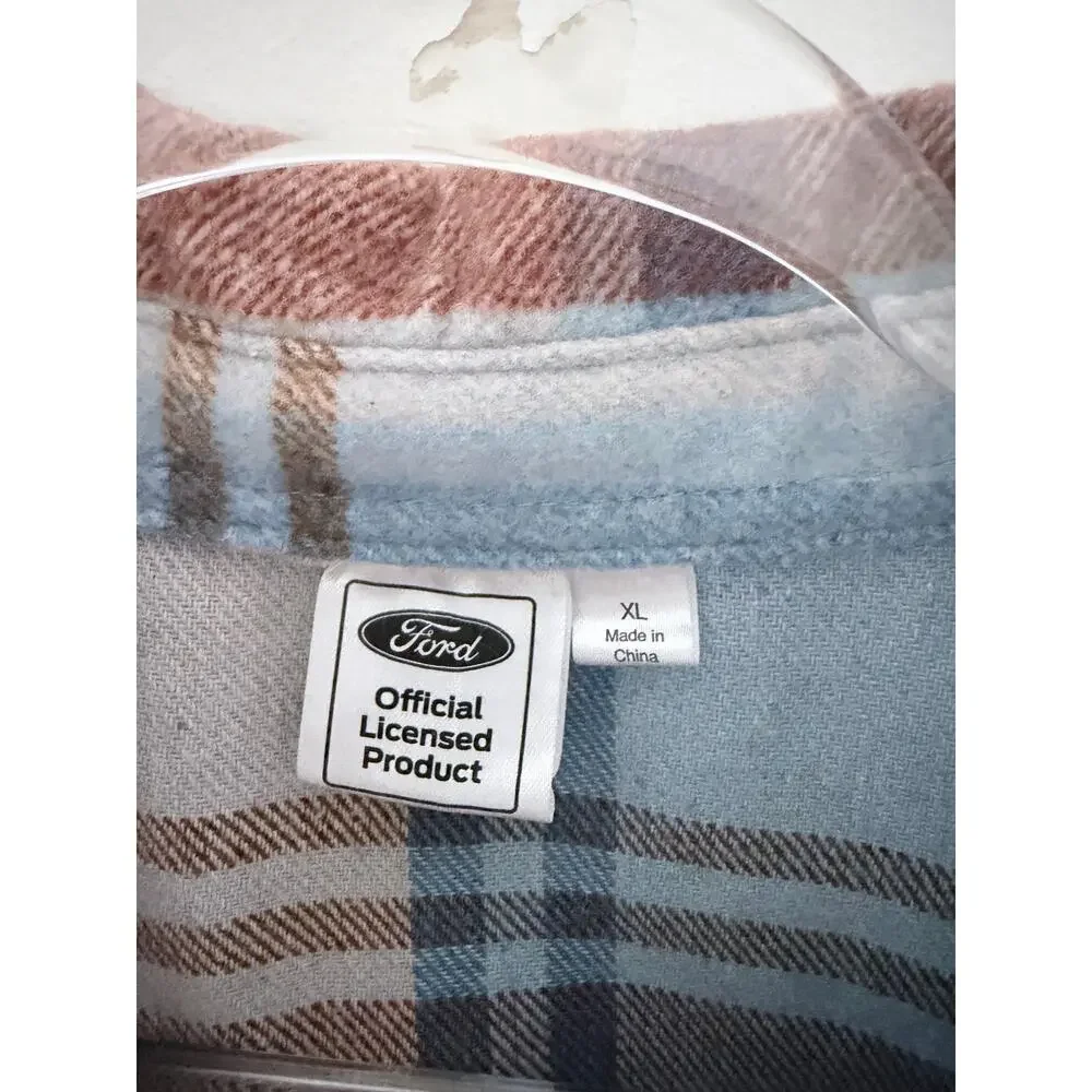Ford Bronco Brown & Blue Flannel Plaid Shacket-Size XL